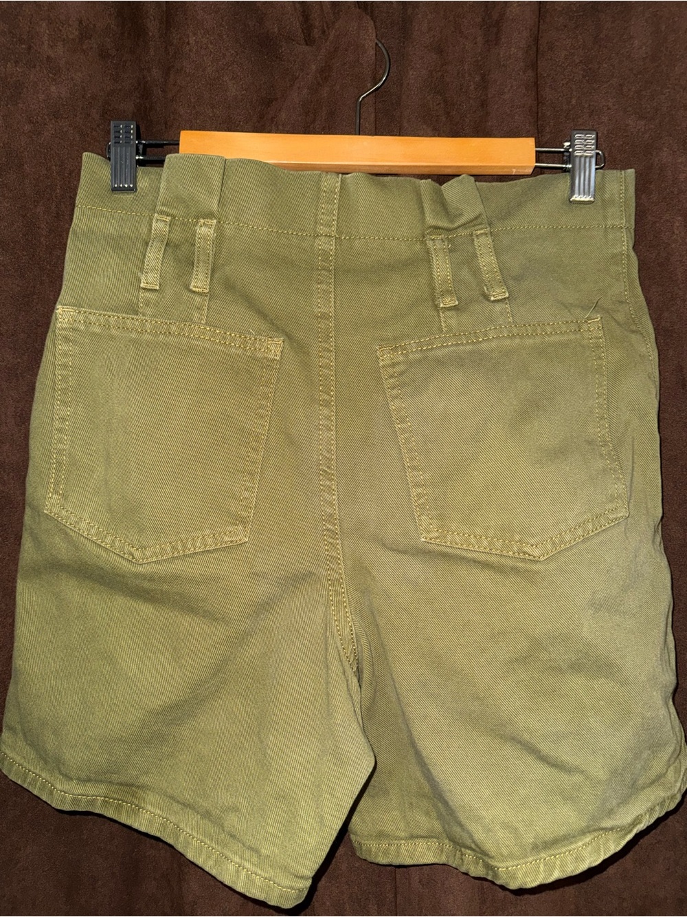 Free People Olive Green High-Waist Paperbag Button-Front Shorts - Picture 5 of 6